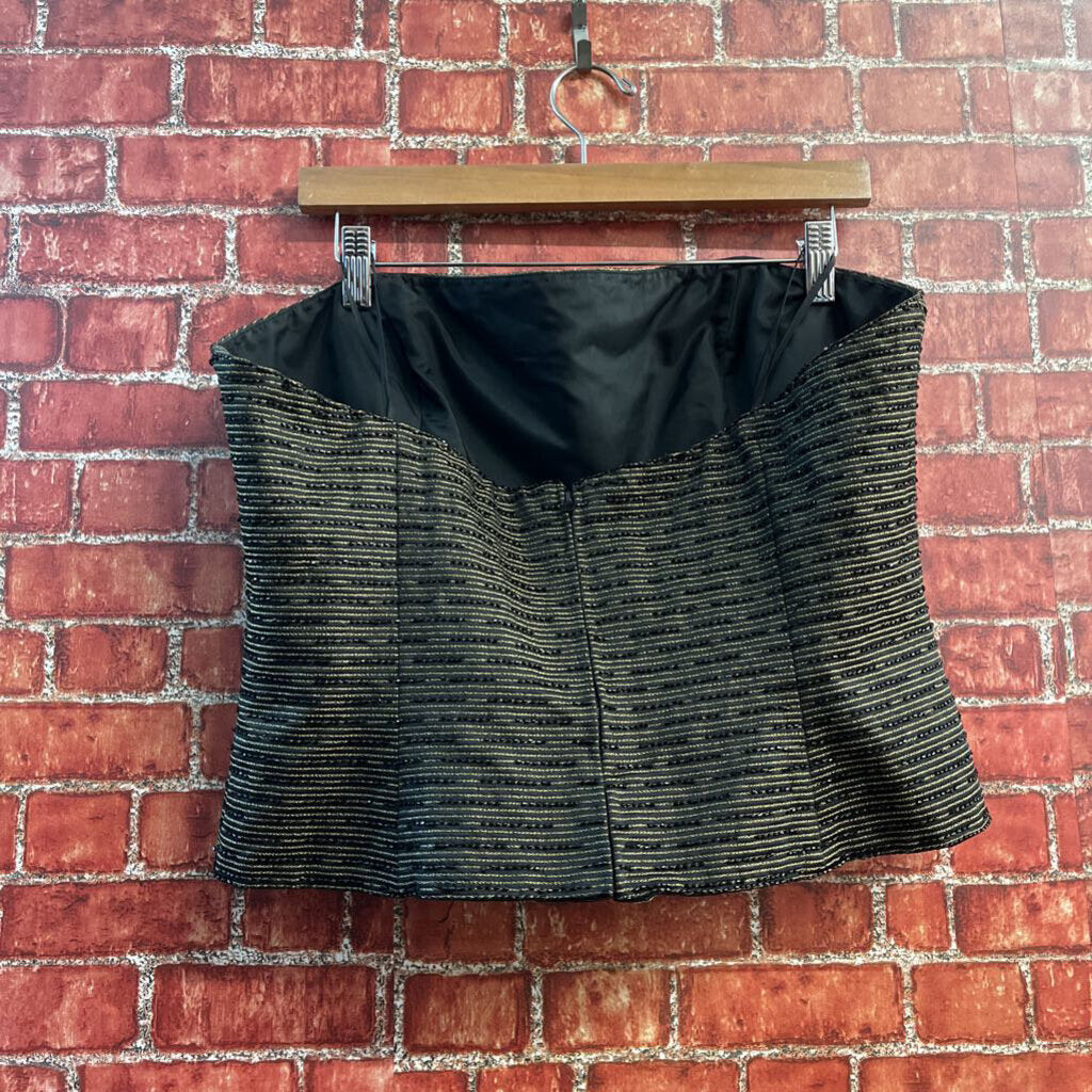 Zola Evening Metallic Beaded Structured Bodice Green/Gold/Black Ladies Size 16