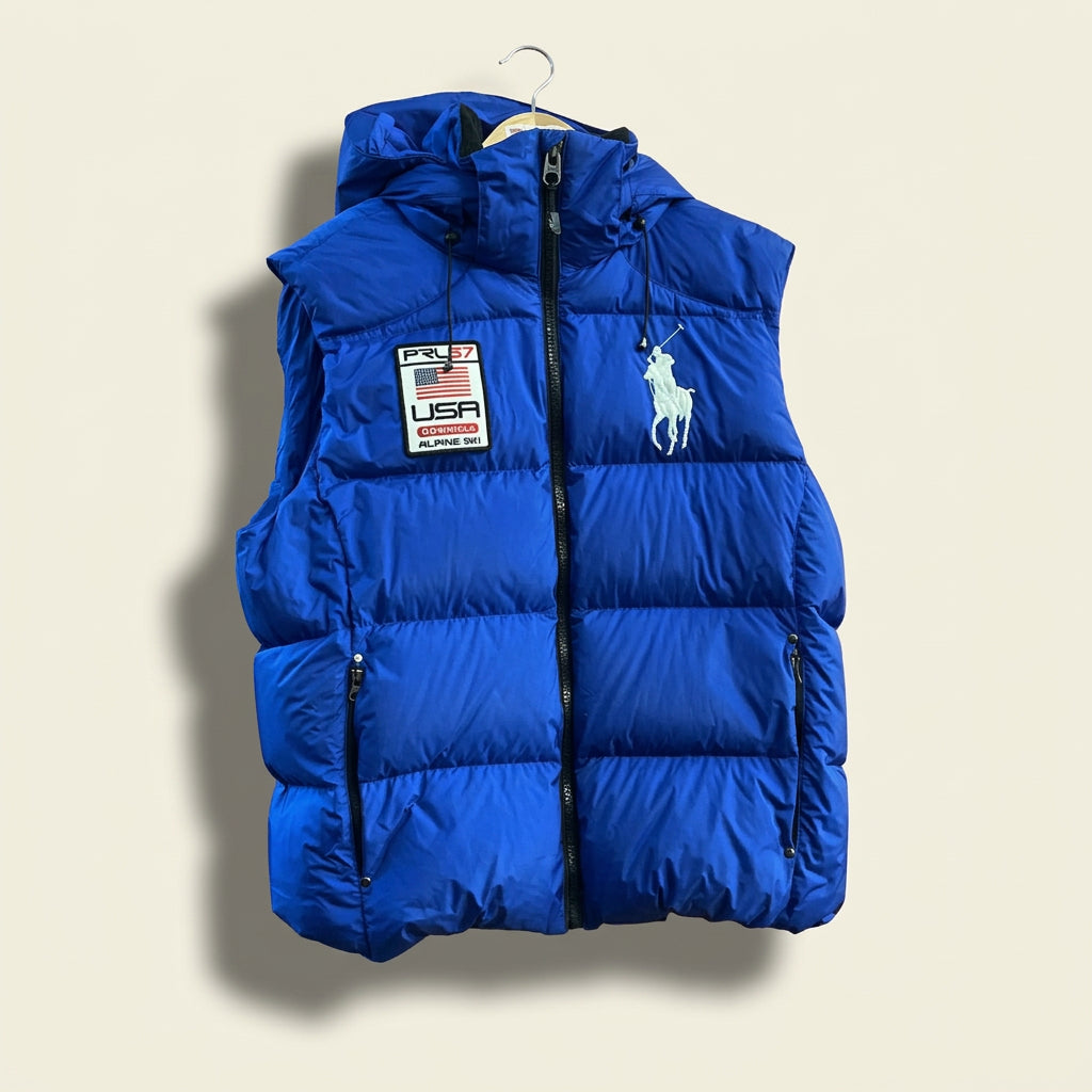 Polo Ralph Lauren Big Pony USA Down Puffer Vest Blue/White/Black Men’s Size XL