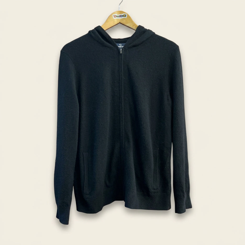 Lands End Cashmere Zip Up Hoodie Black Men’s Size M