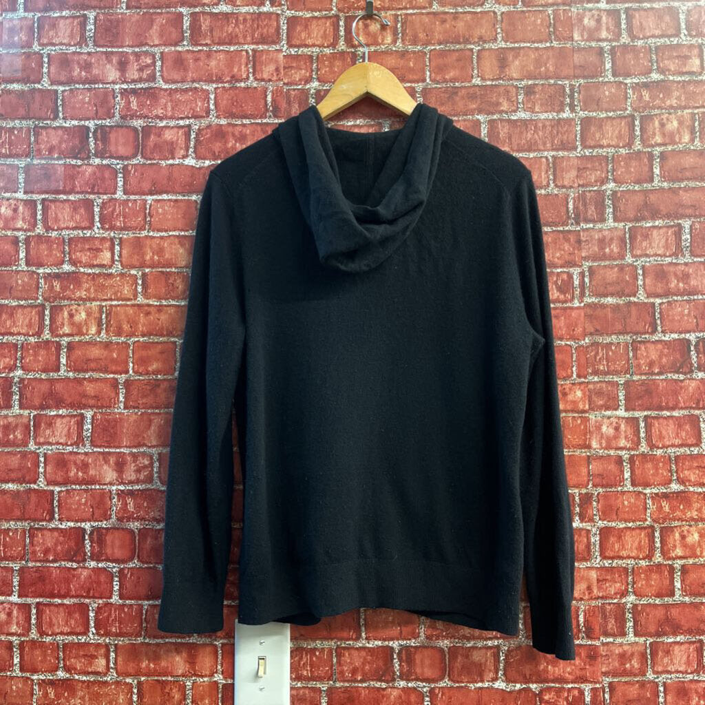 Lands End Cashmere Zip Up Hoodie Black Men’s Size M