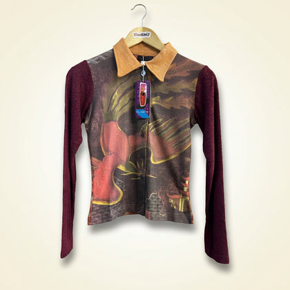 NWT Custo Barcelona Phoenix Print LS Cardigan Top Ladies Size M