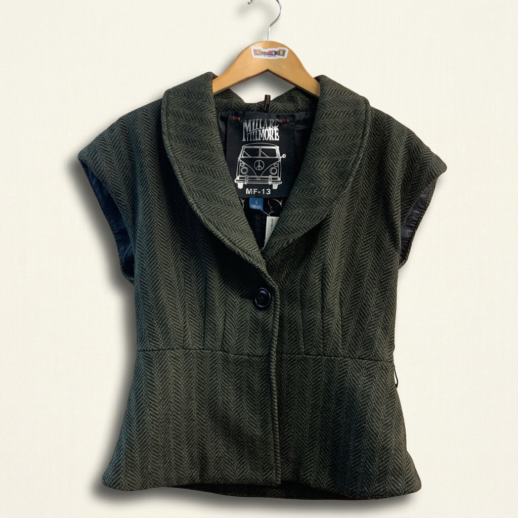 Millard Fillmore Green Tweed Vest Ladies Size S
