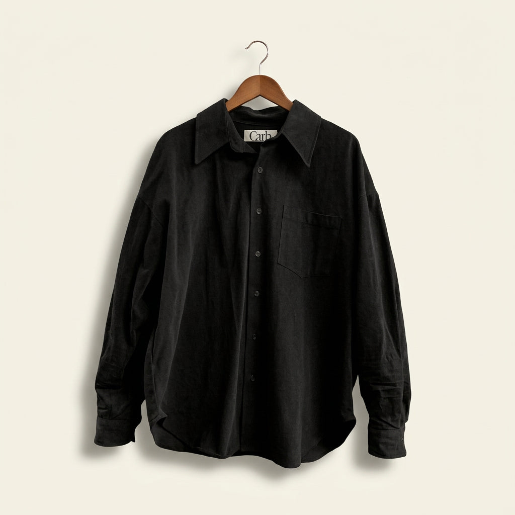 Carb Solid Black Button Up Shirt Men’s Size L