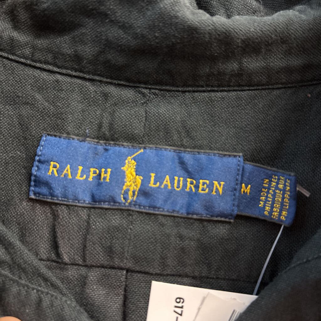 Ralph By Ralph Lauren Button Up White Buttons/Black Men’s Size M