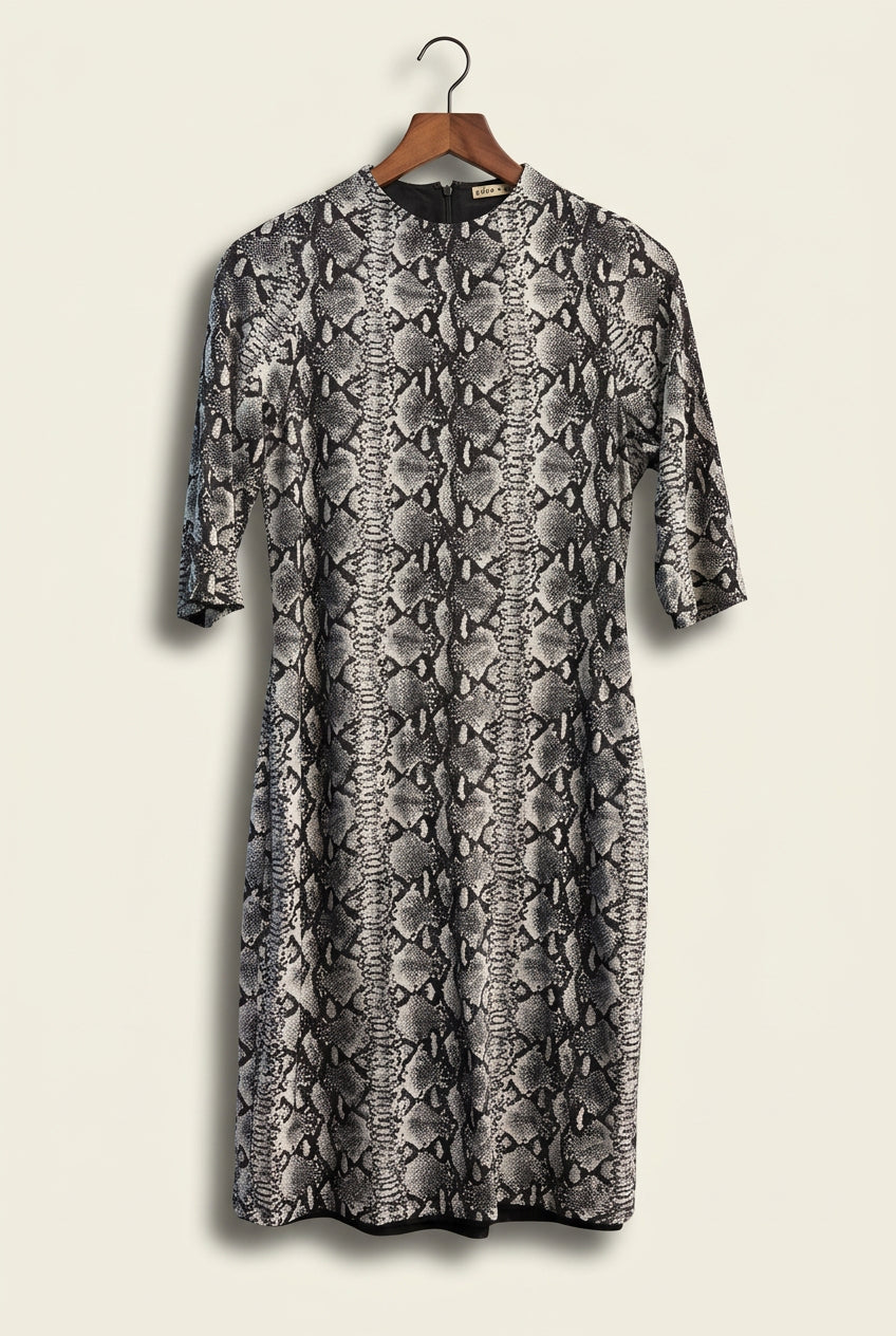 Alice + Olivia Dress Midi length Long Sleeve Snake Print Black/White Ladies Size 8