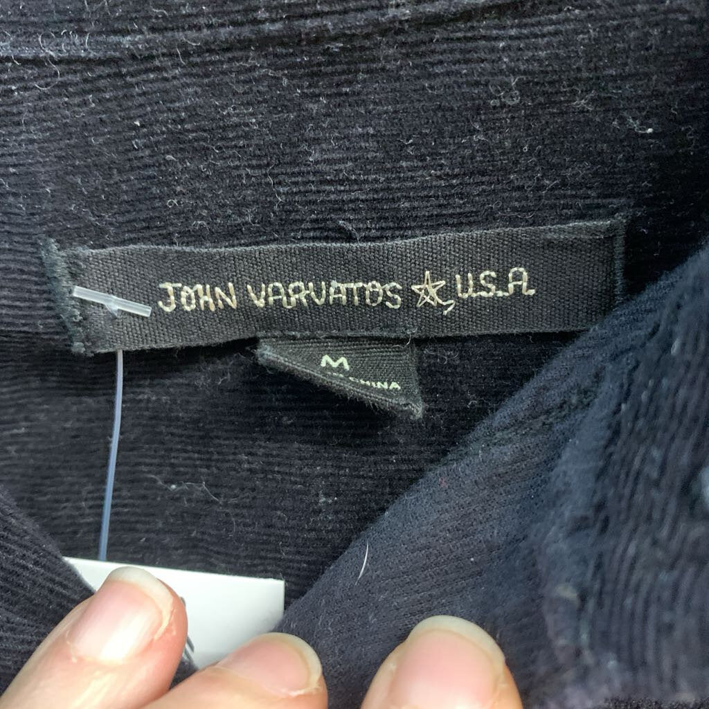 John Varvatos Button Up Corduroy Black Men’s Size M