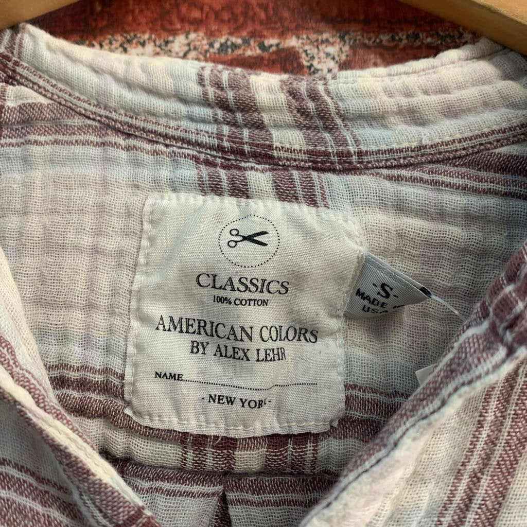 American Colors Button Up Plaid RedWhite Ladies Size S