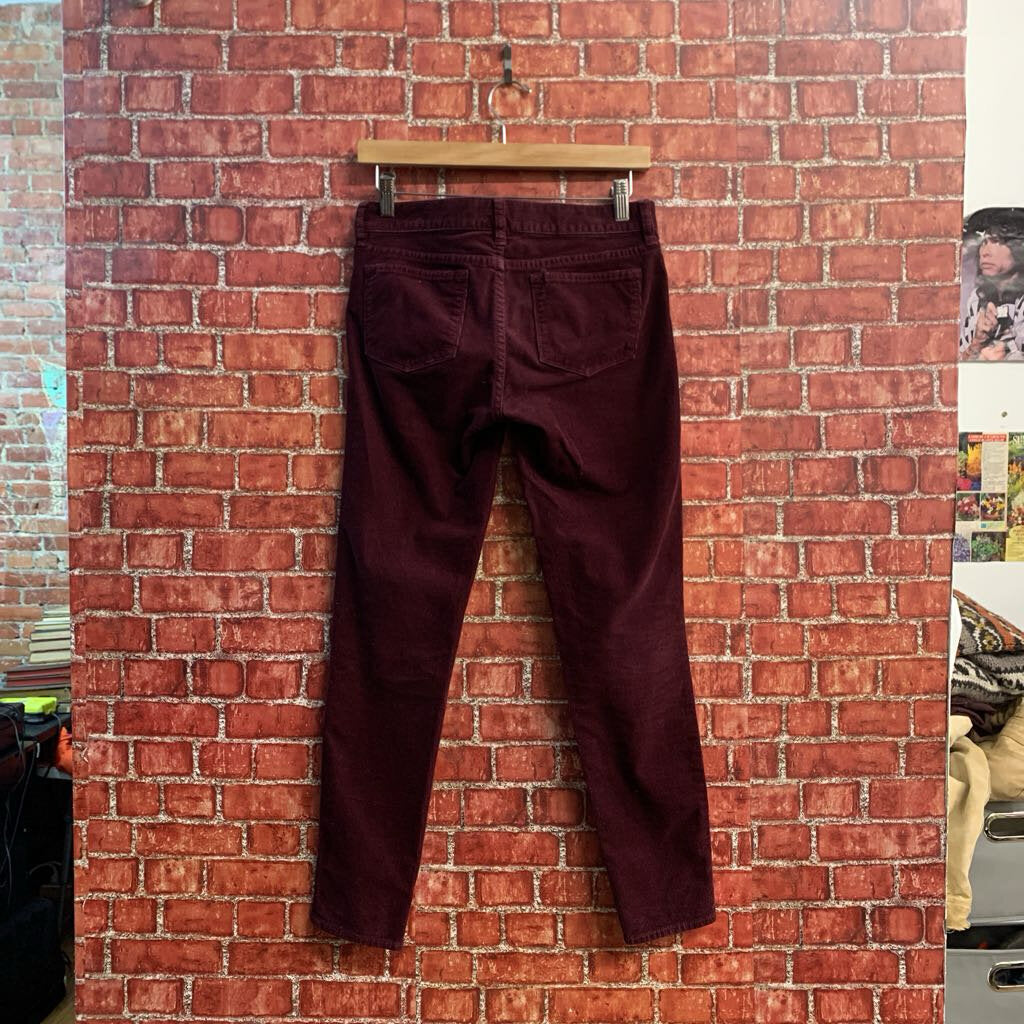 J. Crew Pants Straight Cut Corduroy Plum Ladies Size 26