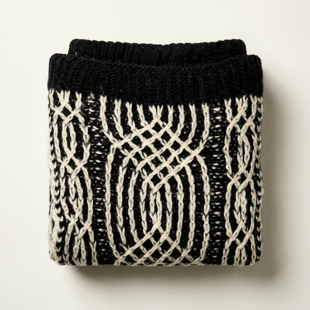 LOFT Heavy Cable Knit Scarf Black/White