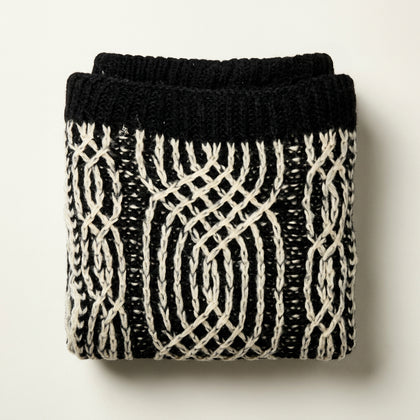 LOFT Heavy Cable Knit Scarf Black/White