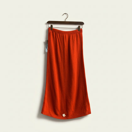NWT Vintage Christopher Alan Knit Midi Skirt Elastic Waistband Red Ladies Size M