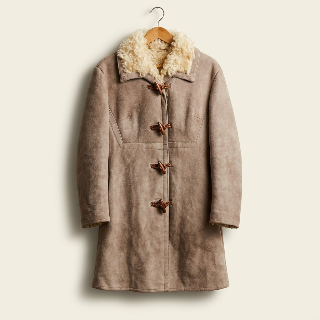 Diversity Repair Lab x Vintage Shearling Coat Curly Hair Sheep Lining Brown/Beige AS-IS Ladies Size M