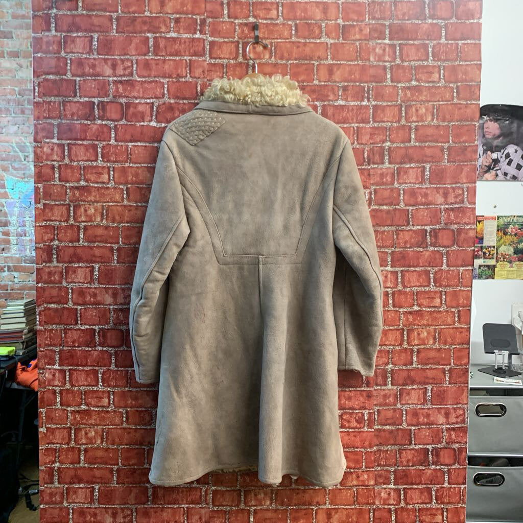 Diversity Repair Lab x Vintage Shearling Coat Curly Hair Sheep Lining Brown/Beige AS-IS Ladies Size M