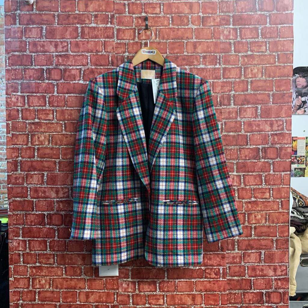 Pendleton Vintage Blazer Wool Plaid Red/Blue/Green/White