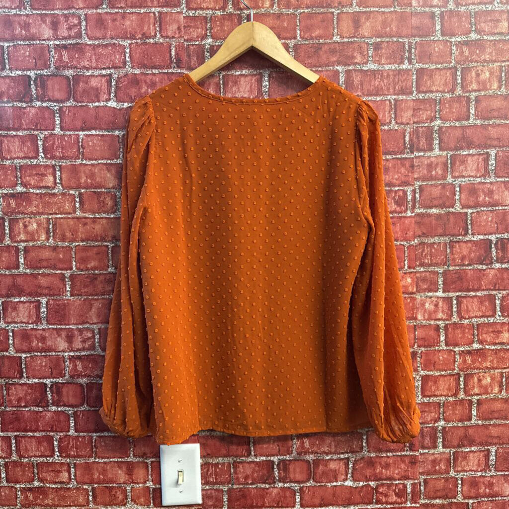 J Crew Blouse V Dots Orange Ladies Size S