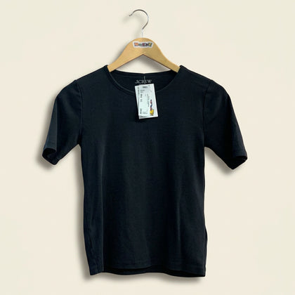 J Crew Top 1/2 Sleeve Black Ladies Size S