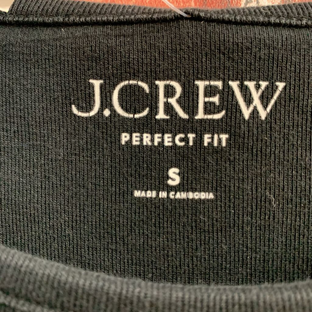 J Crew Top 1/2 Sleeve Black Ladies Size S