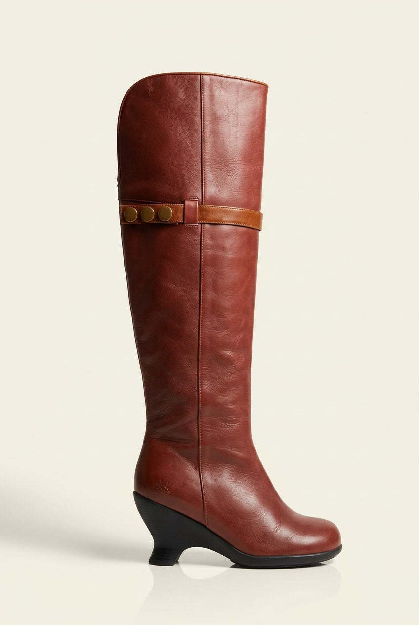 John Fluevog Brown Knee High Wedge Boots Size 7L