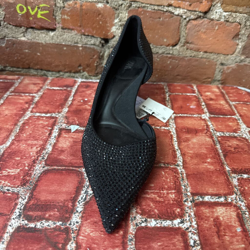 NWT Zara Black Sparkle Heels Size 7.5L
