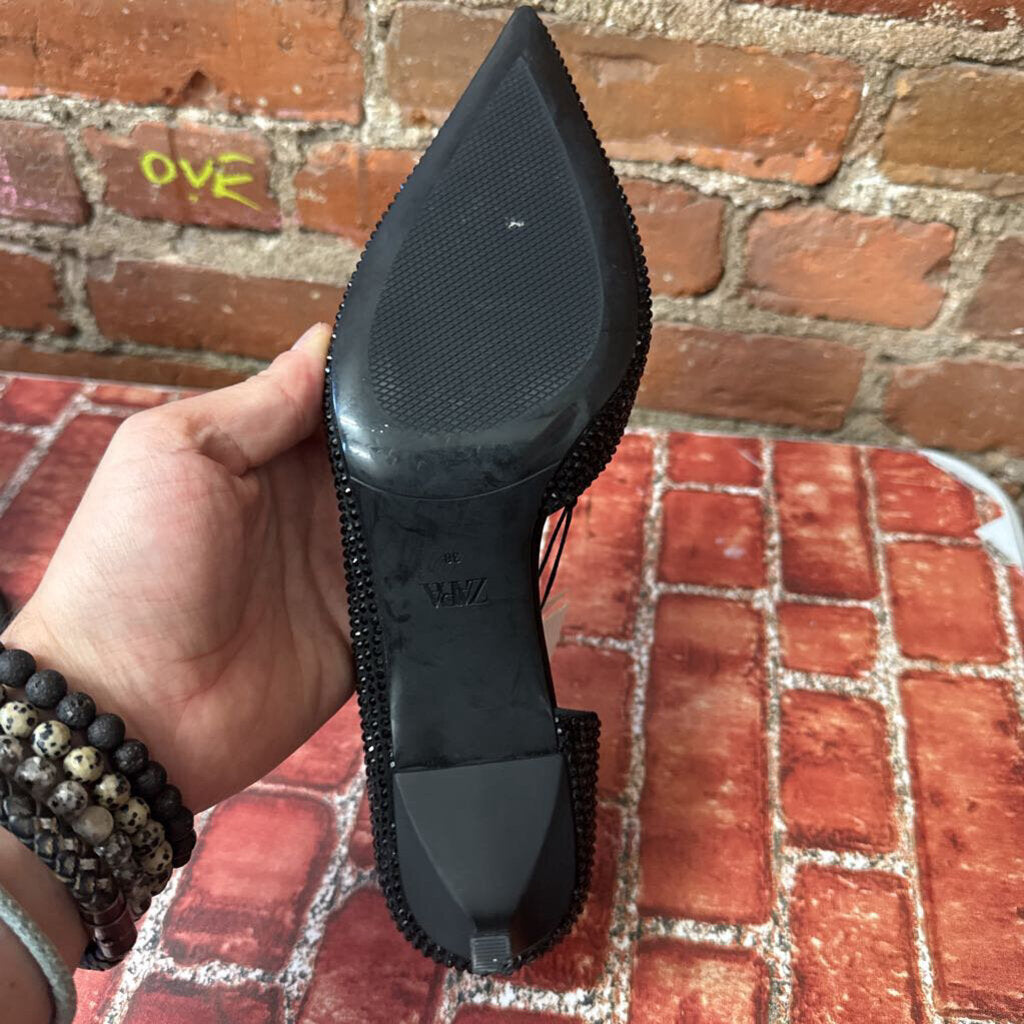 NWT Zara Black Sparkle Heels Size 7.5L