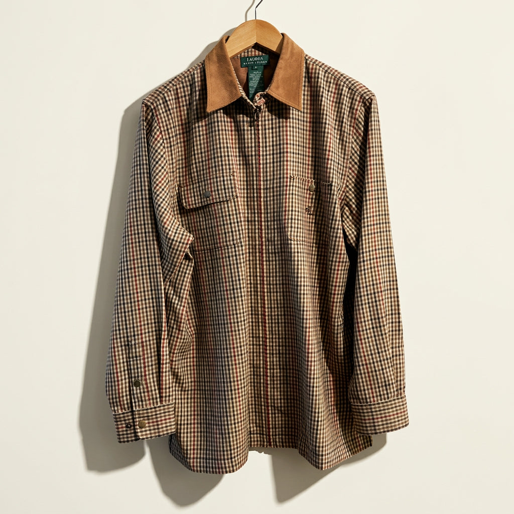 Lauren RL Wool Plaid Full Zip Jacket Ladies Size L