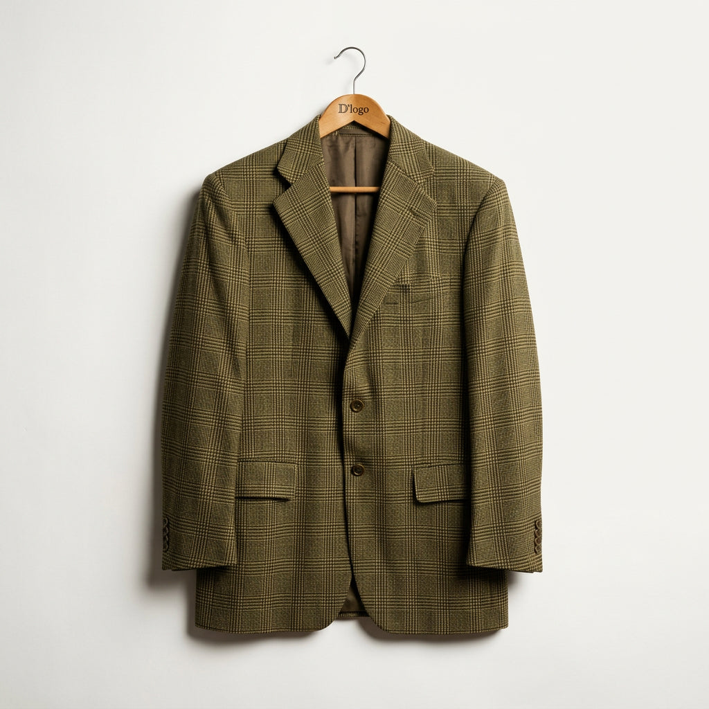 Luciano Barbera Brown Houndstooth Plaid Cashmere Sport Coat Size 38