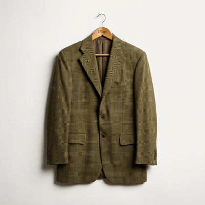 Luciano Barbera Brown Houndstooth Plaid Cashmere Sport Coat Size 38