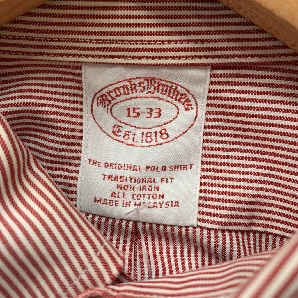 Brooks Brothers Red Vertical Stripe Button Down Men’s Size S