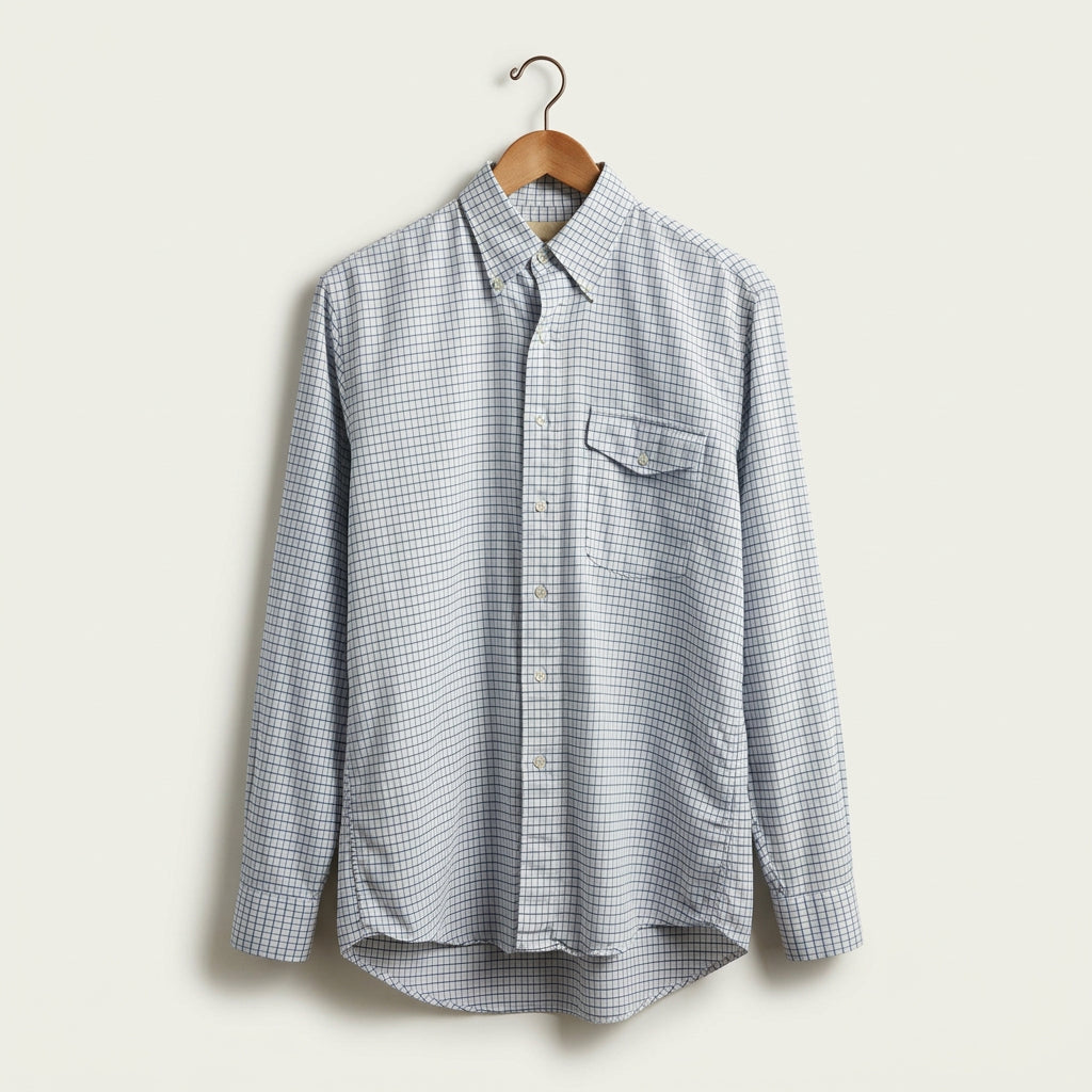 Vintage LL Bean Blue Check Pattern Button Down Men’s Size M