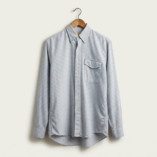 Vintage LL Bean Blue Check Pattern Button Down Men’s Size M