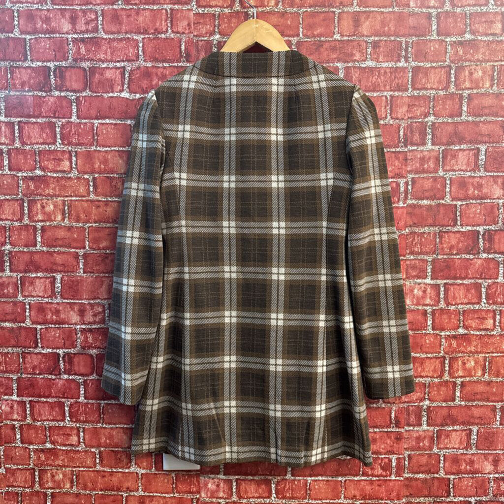 Vintage Goutille French Coat Brown Plaid Ladies Size S