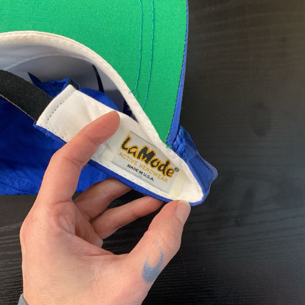 La Mode Vintage Adjustable Cap Nylon/Leather Beverly Hills Golf Club Blue