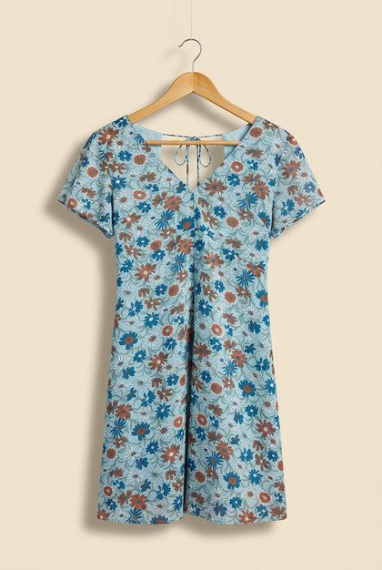 Madewell Midi Dress Floral Cap Sleeve Blue/Orange Ladies Size 0