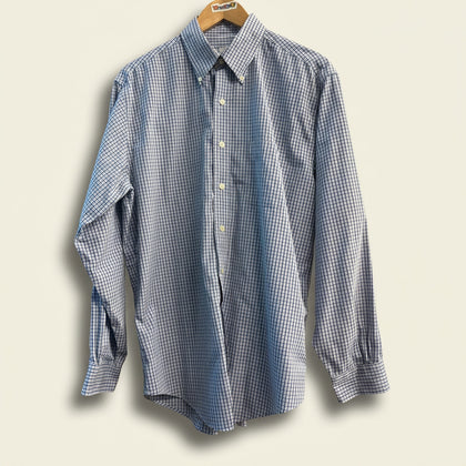 Brooks Brothers Blue Check Pattern Button Down Men’s Size M