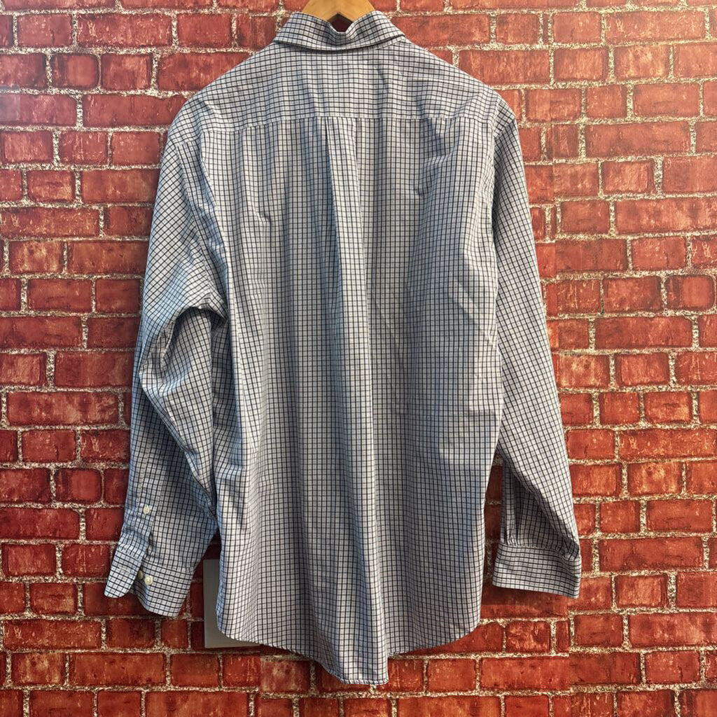 Brooks Brothers Blue Check Pattern Button Down Men’s Size M