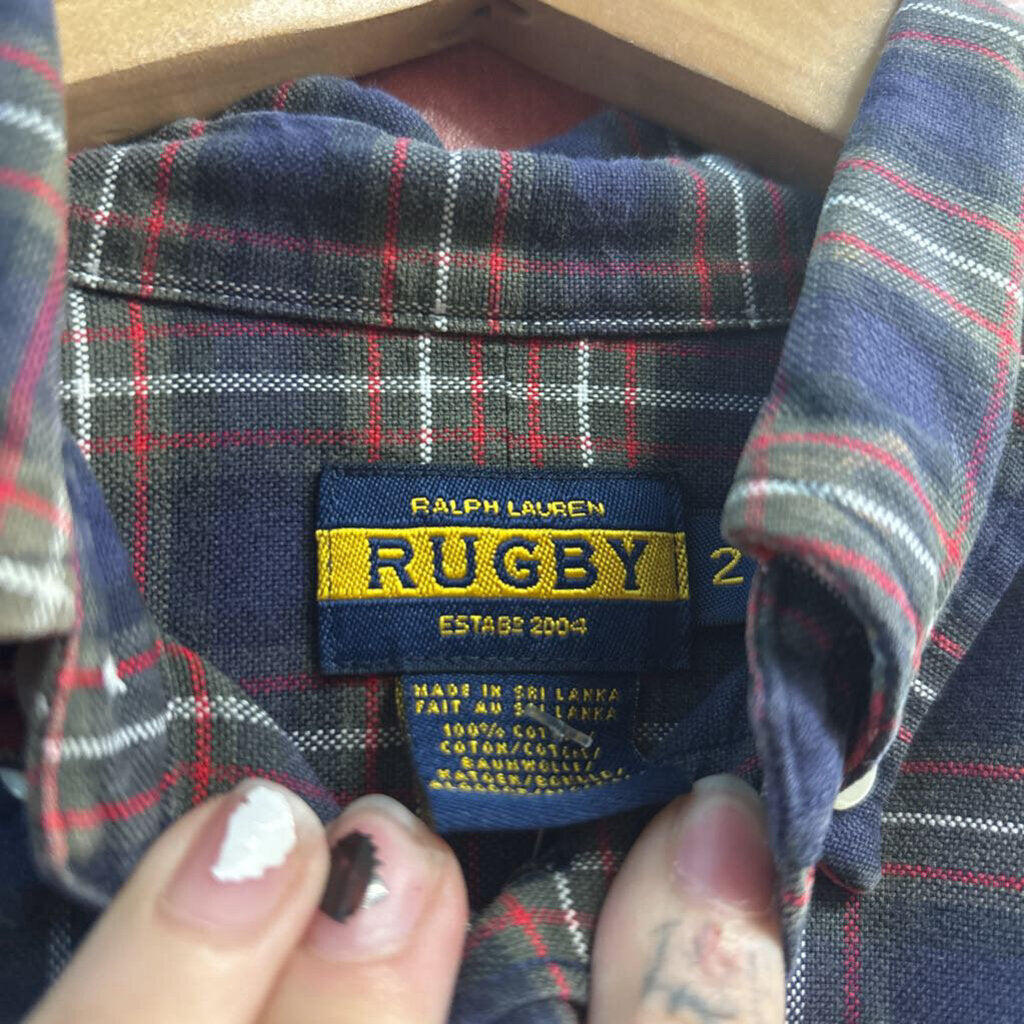Ralph Lauren Rugby Blue Plaid Button Down Ladies Size 2