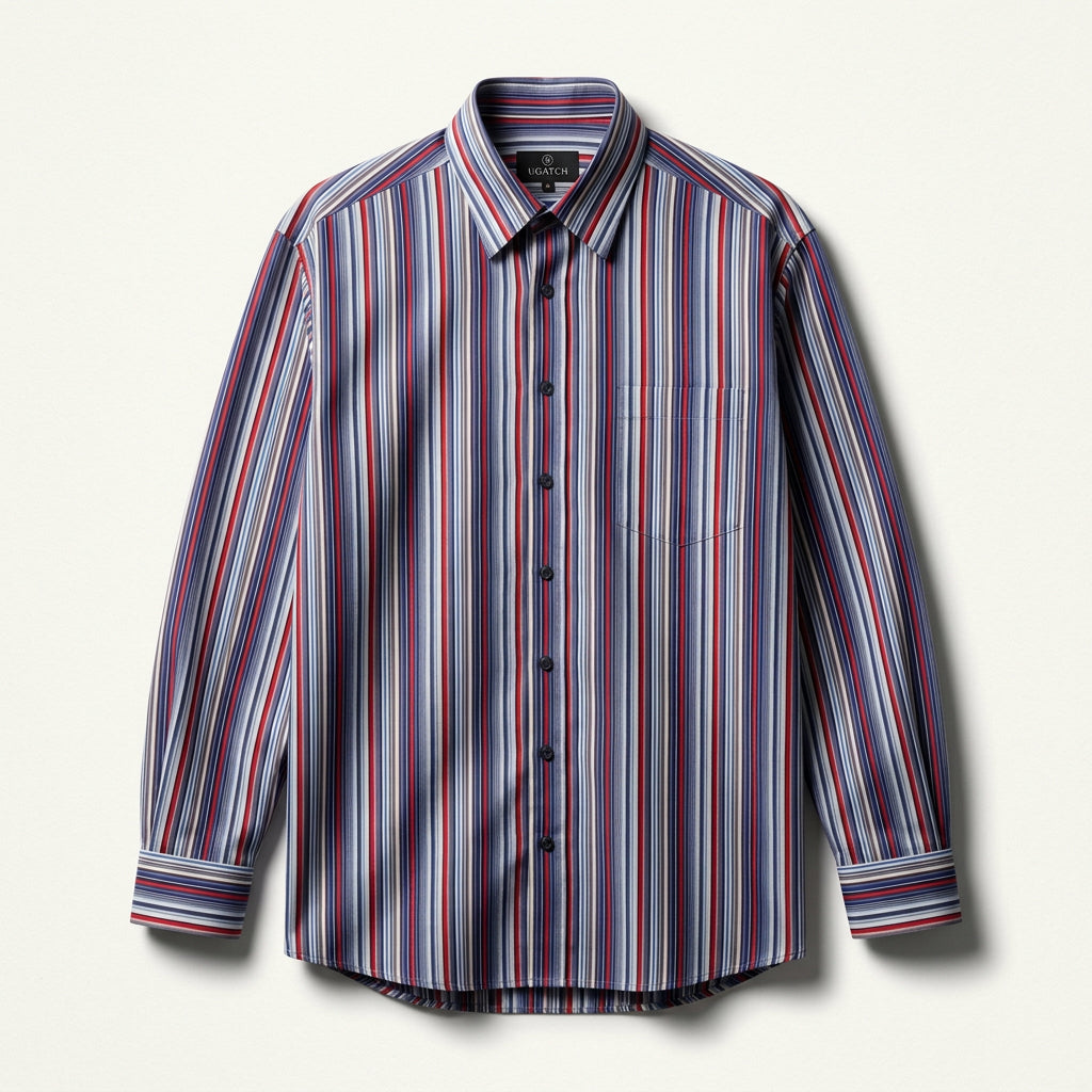 Bugatchi Uomo Blue Striped Button Down Men’s Size 2XL