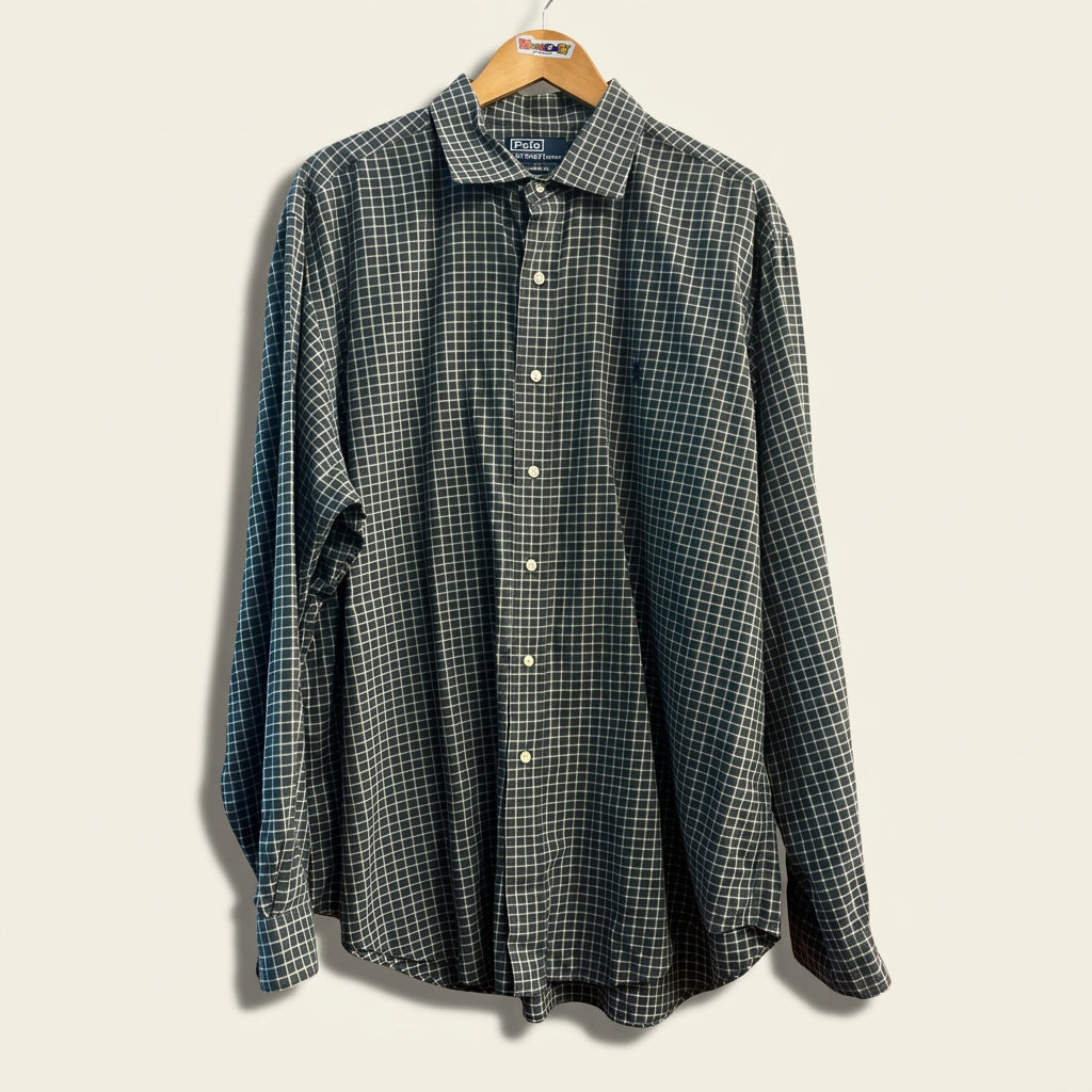 Polo Ralph Lauren Grey Check Button Down Men’s Size 2XL