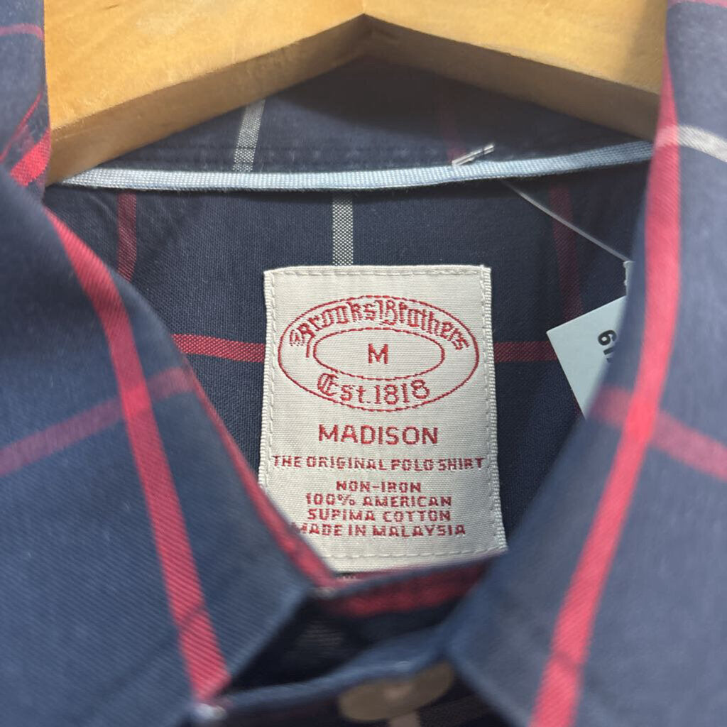 Brooks Brothers Blue Wide Window Check Pattern Men’s Size M