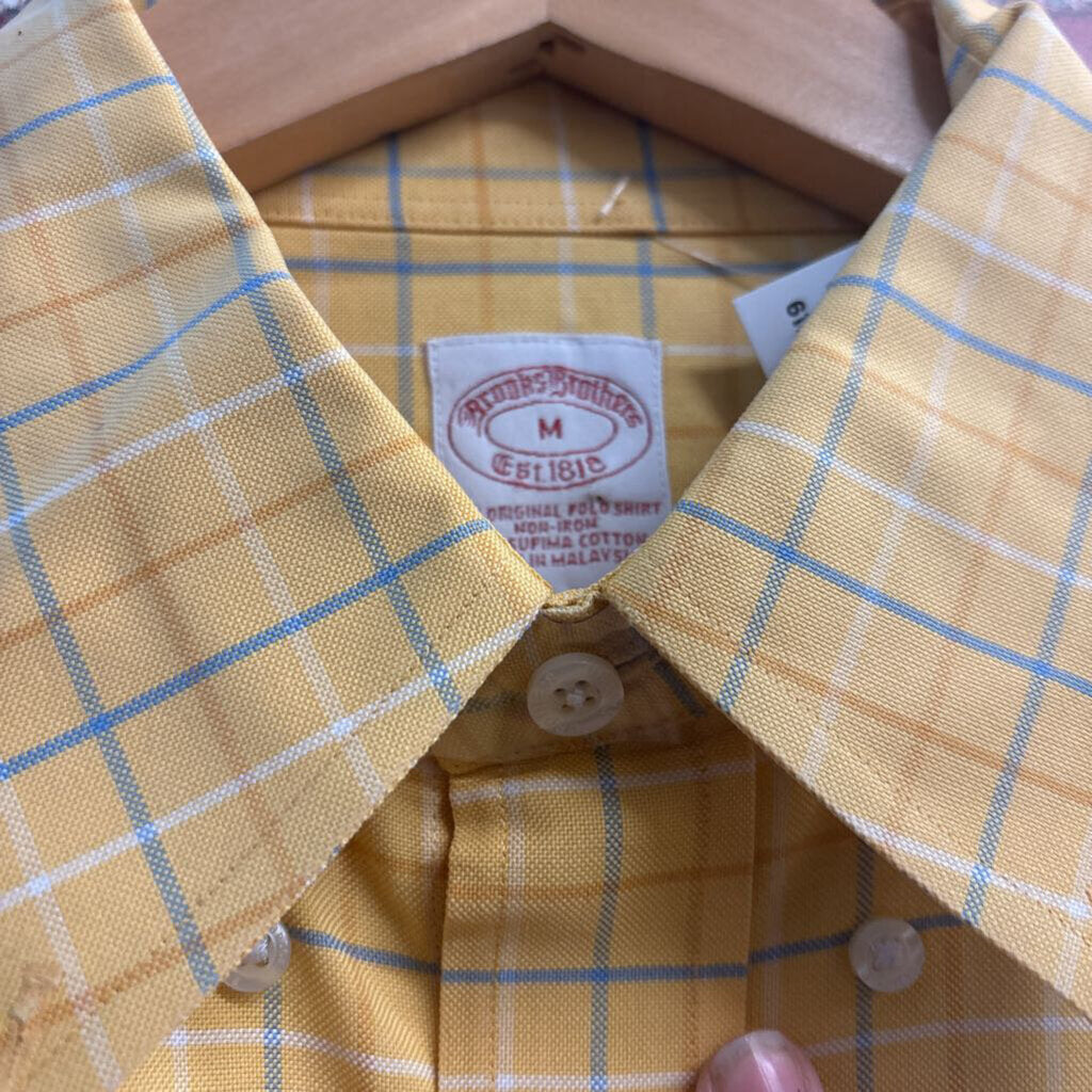 Brooks Brothers Yellow Check Pattern Men’s Size M