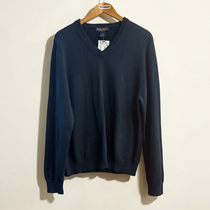 Brooks Brothers Navy Blue V Neck Sweater Size M
