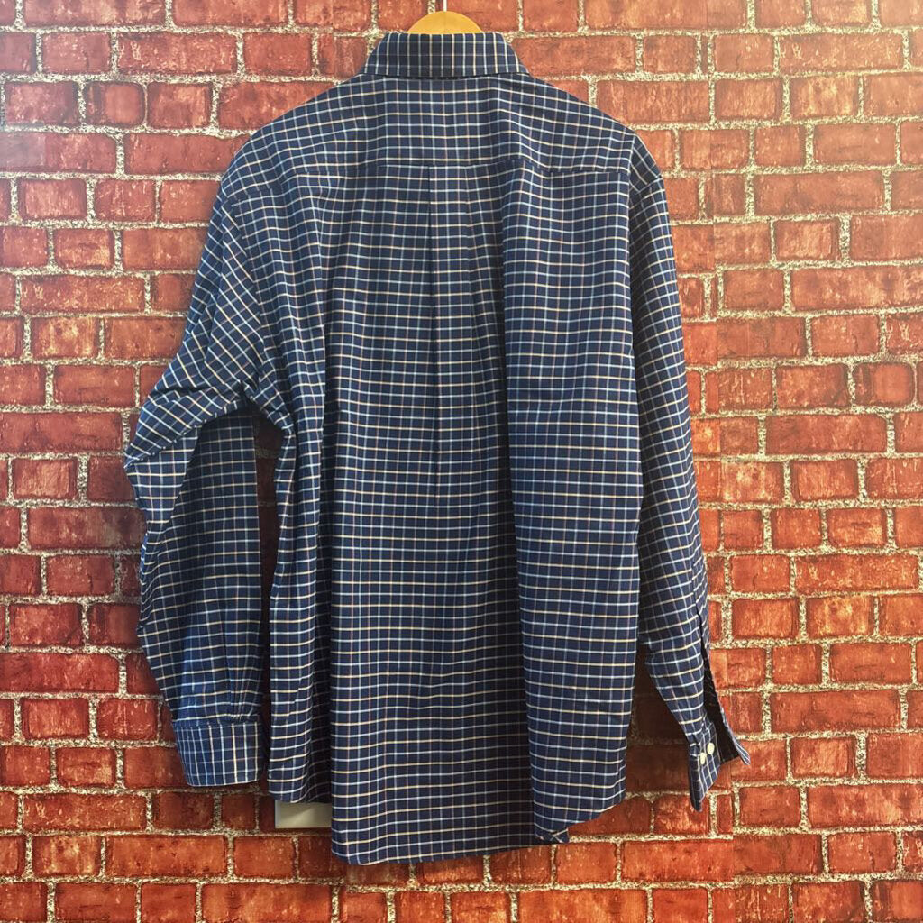 Brooks Brothers Blue Check Pattern Button Down Men’s Size M