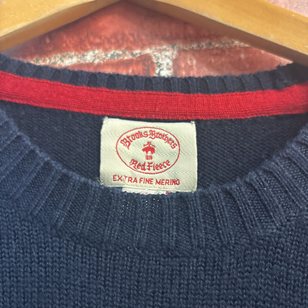 Brooks Brothers Navy Blue Knit Sweater Dog Graphic Men’s Size M