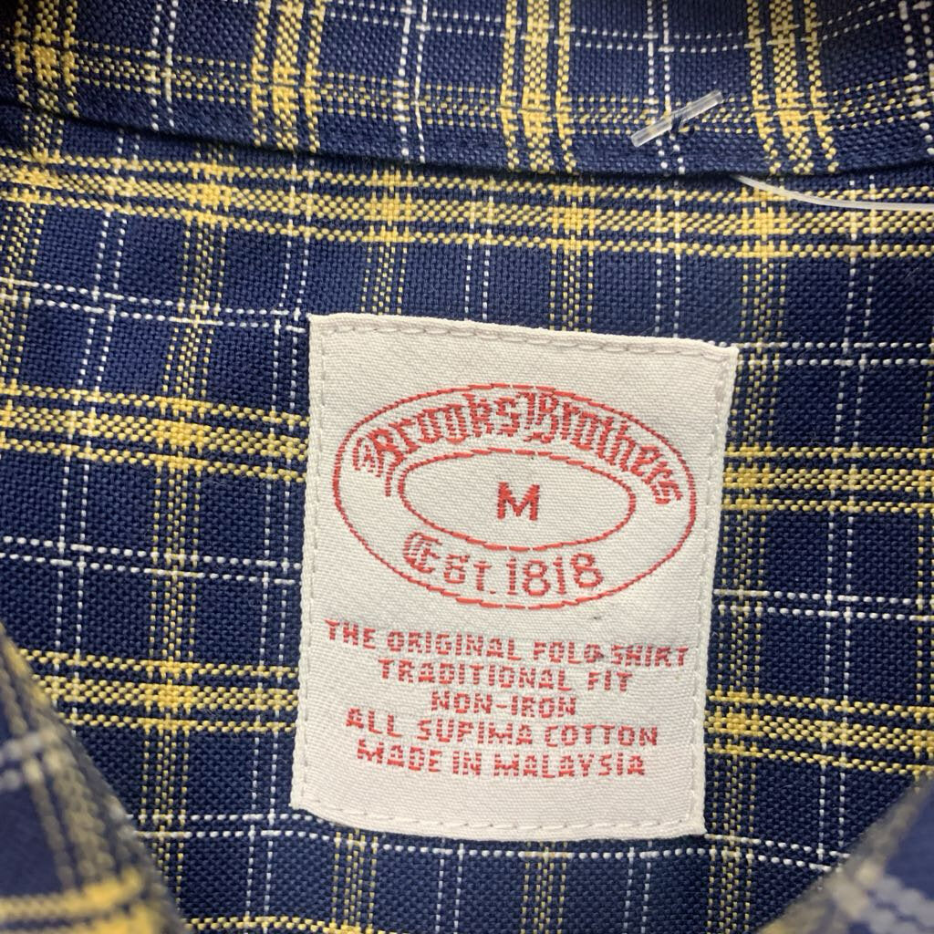 Brooks Brothers Blue & Yellow Check Pattern Button Down Men’s Size M