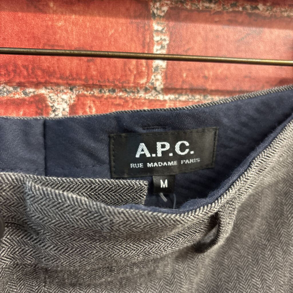 A.P.C. Trousers Herringbone Wool/Cotton Grey Men’s Size M