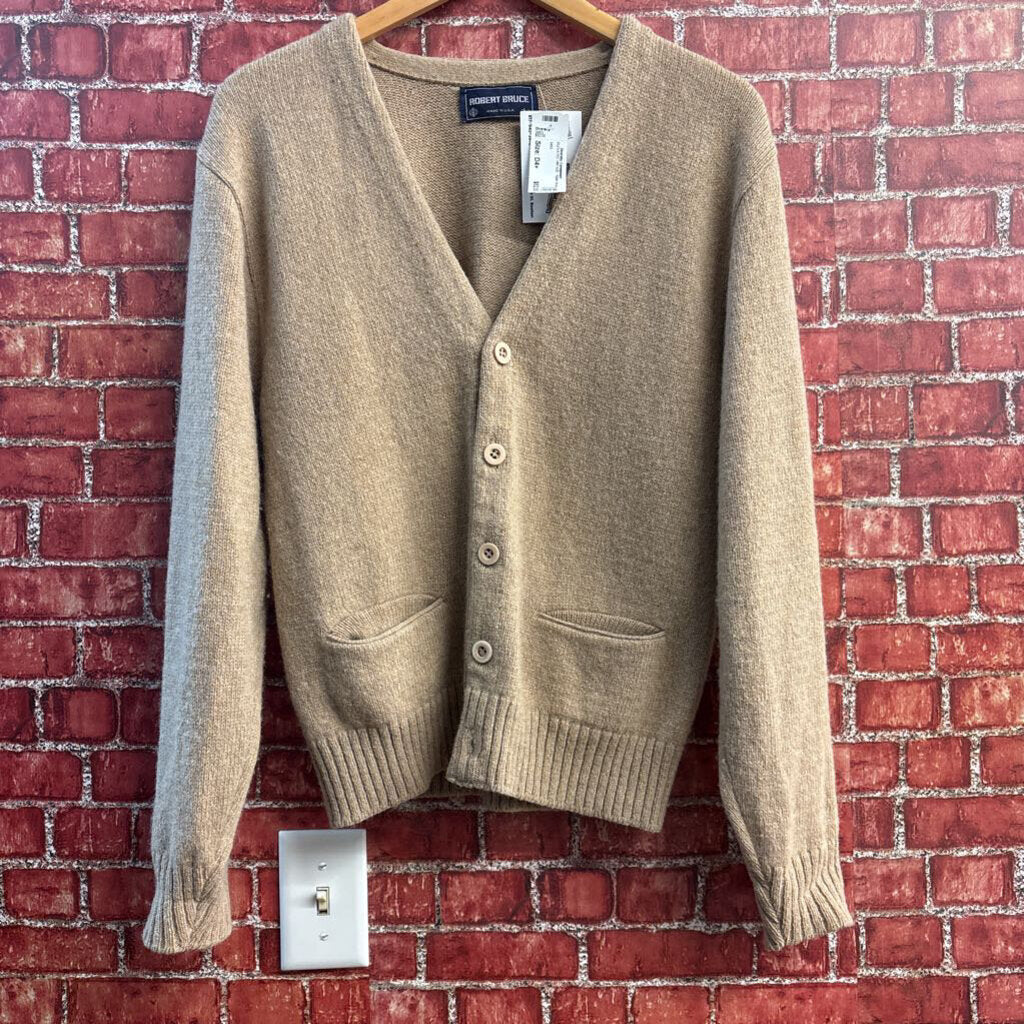 Robert Bruce Vintage Cardigan Wool Tan Size L