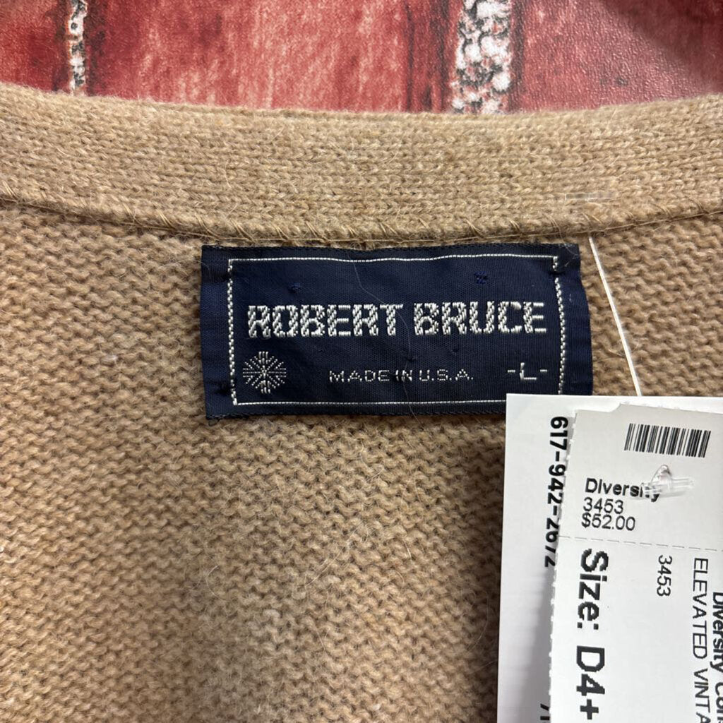 Robert Bruce Vintage Cardigan Wool Tan Size L
