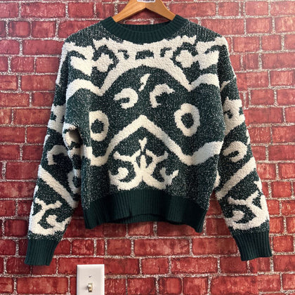 Flawless Green Abstract Pattern Sweater Ladies Size S