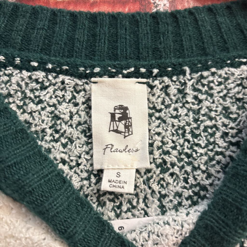 Flawless Green Abstract Pattern Sweater Ladies Size S