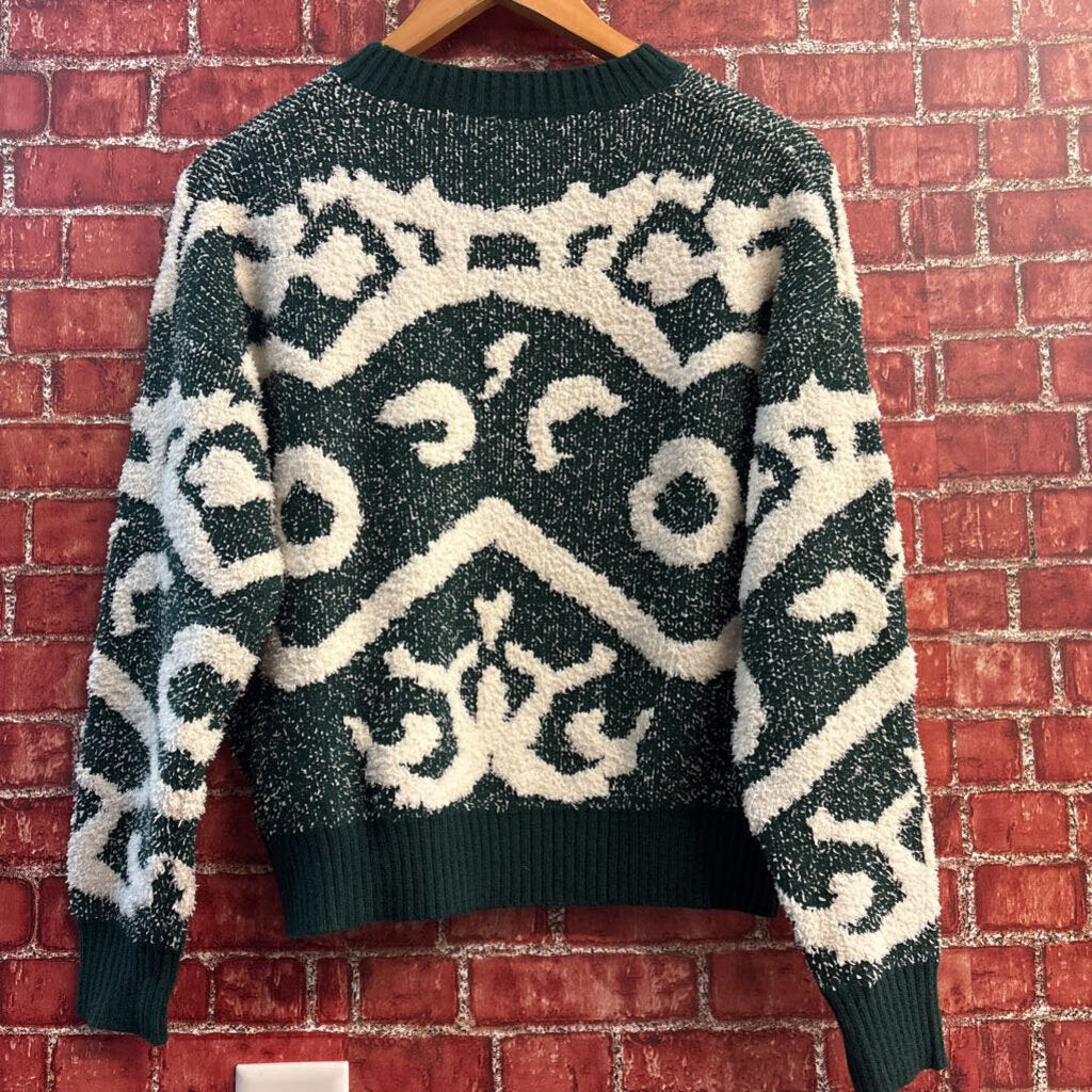 Flawless Green Abstract Pattern Sweater Ladies Size S